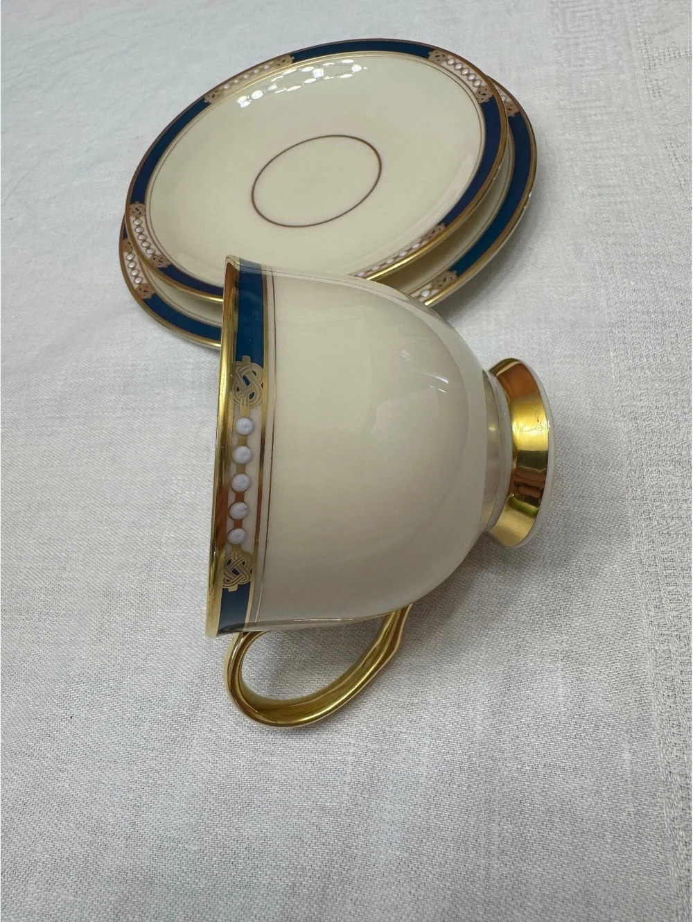 Vintage Lenox Presidential Collection Union 6-Piece Tea Cup & Plate Set